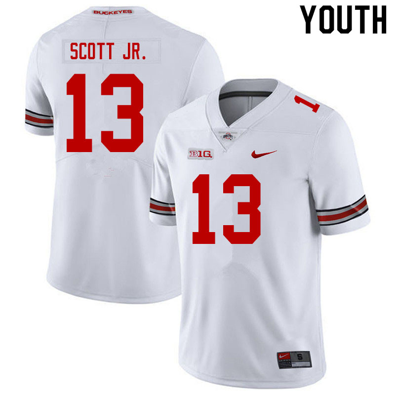 Ohio State Buckeyes Gee Scott Jr. Youth #13 White Authentic Stitched College Football Jersey